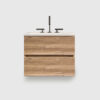 24 Inch Wall Mounted Rough Oak Bathroom Vanity with Integrated Ceramic Sink 3 Holes, Overflow, Large Storage Floating Vanity for Modern Bathroom