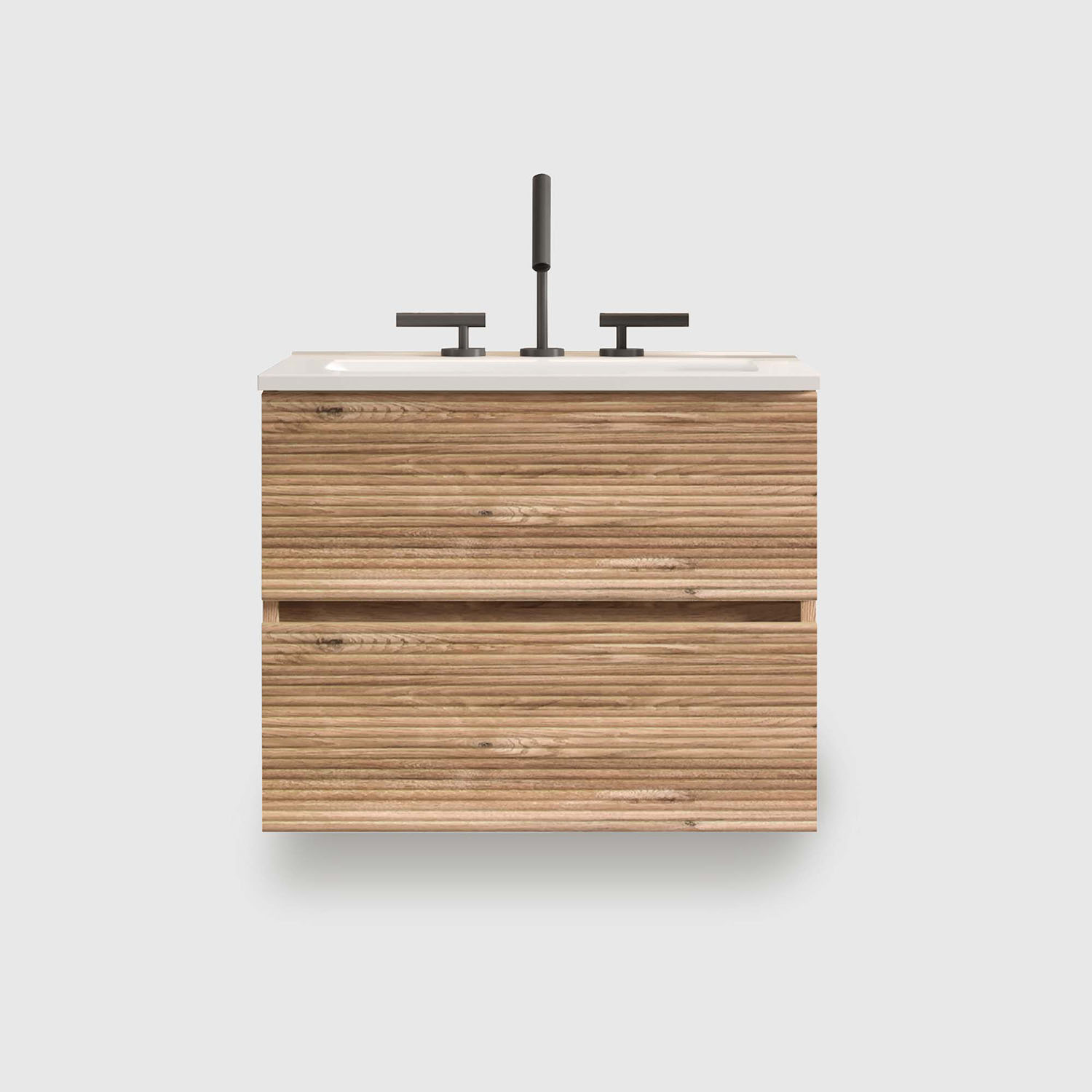 Wall Mounted Rough -Oak&Rough Oak Bathroom Vanity-Integrated Ceramic Sink -3 holes (5) 24 Inch Wall Mounted Rough Oak Bathroom Vanity with Integrated Ceramic Sink 3 Holes, Overflow, Large Storage Floating Vanity for Modern Bathroom