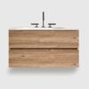 36 Inch Wall Mounted Rough Oak Bathroom Vanity with Integrated Ceramic Sink 3 Holes, Overflow, Large Storage Floating Vanity for Modern Bathroom
