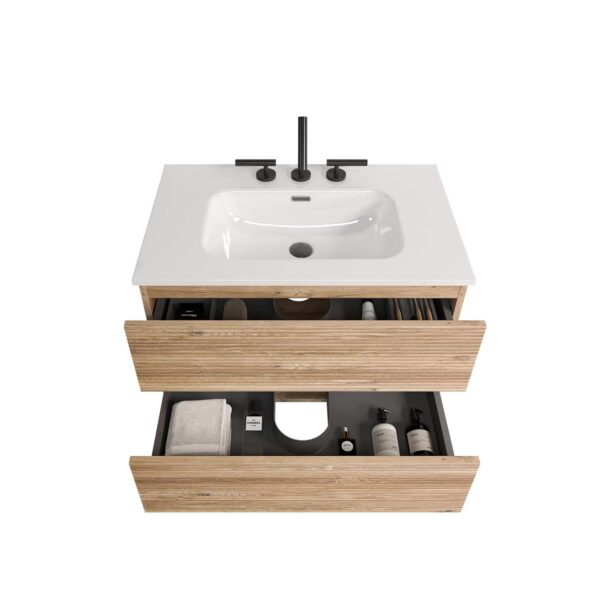 Wall Mounted -Rough Oak&Rough Oak Bathroom Vanity -Integrated Ceramic Sink -Overflow (4)