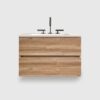 30 Inch Wall Mounted Rough Oak Bathroom Vanity with Integrated Ceramic Sink 3 Holes, Overflow, Large Storage Floating Vanity for Modern Bathroom
