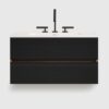36 Inch Mid-Century Modern Wall Mounted Floating Bathroom Vanity with Engineered Quartz Sink, Soft Black Drawers, White Glossy One-Piece Basin