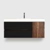 48 inch bathroom vanity with sink, walnut floating wall mounted vanity with glossy white solid surface basin