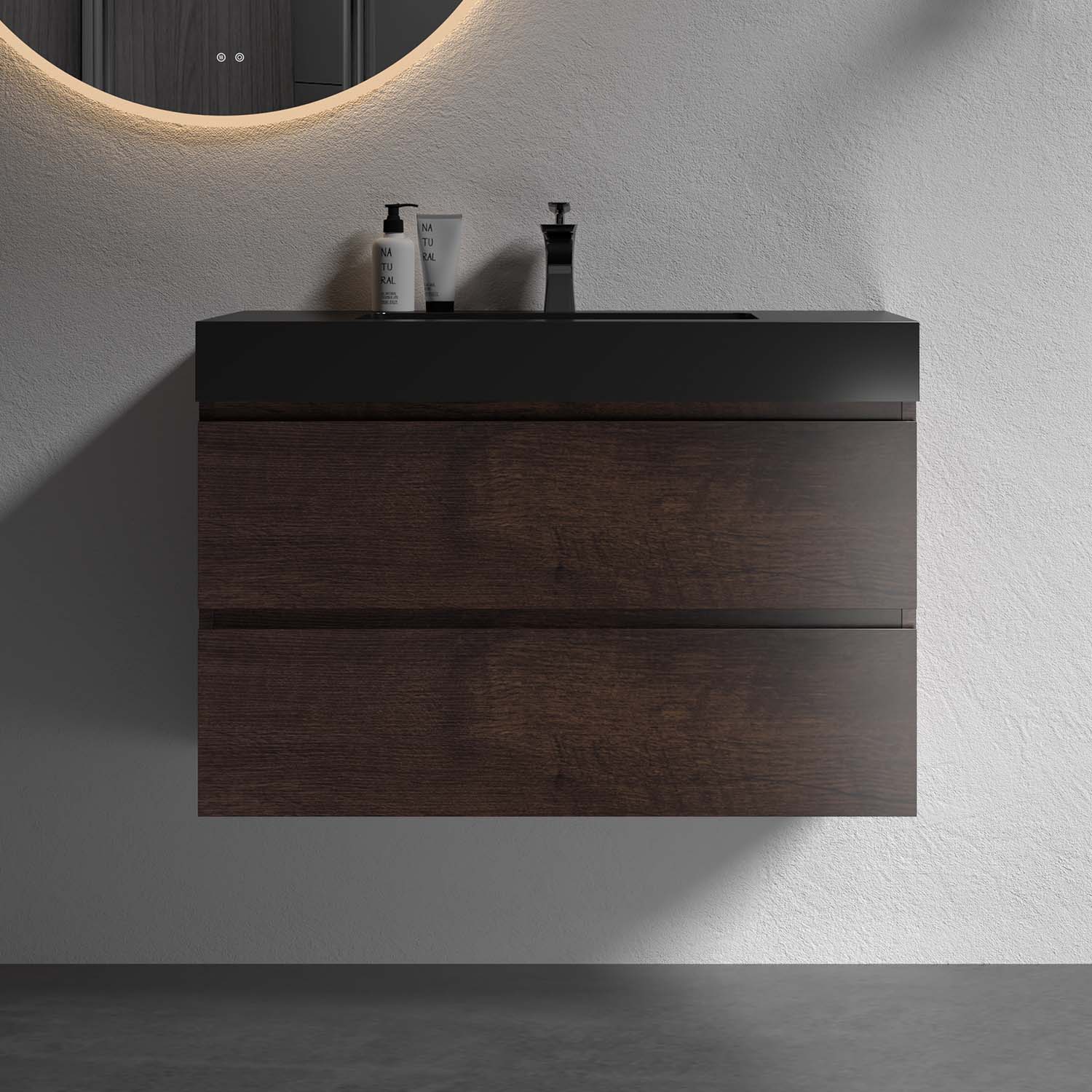 Walnut-Bathroom Vanity with Sink (2)