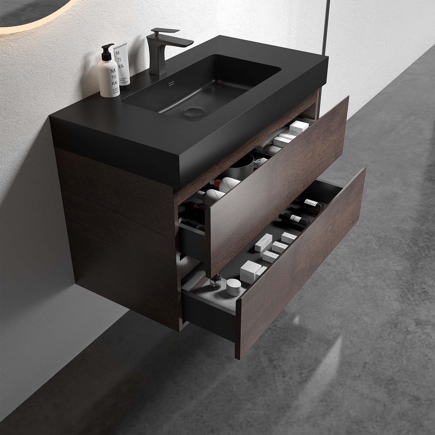 Walnut-Bathroom Vanity with Sink (3)