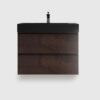30 inch walnut floating bathroom vanity with sink, wall mounted pre-assembled bathroom vanity, ample storage soft-closing drawers black basin no drain faucet, eco-friendly handle-free vanity