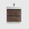 24 inch walnut floating bathroom vanity with sink, wall mounted pre-assembled vanity, large storage handle-free eco-friendly vanity, white one-piece basin no drain faucet