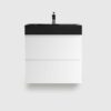 Alice 24 inch white floating bathroom vanity with black sink, modern wall mounted bathroom cabinet for small space