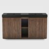 60 inch Winston Walnut double sink bathroom vanity with sink, freestanding modern bathroom vanity cabinet, black quartz sink basin no drain faucet, large storage adjustable shelves