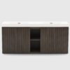 Modern 72" Double Sink Vanity with Black Stone Countertop, Soft-Close Hinges & Spacious Storage