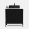 30 inch black bathroom vanity with sink, modern freestanding design with ceramic vessel sink and engineered stone top