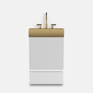 GADEPRO 20" Velvet White Bathroom Vanity with Sink