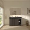 GALAN 48" Smoked Floating Bathroom Vanity with Black Countertop & Open Shelf