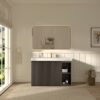 GALAN 48" Smoked Floating Bathroom Vanity with White Countertop & LED Mirror