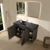 Open GALAN 48" Smoked Bathroom Vanity, Showing Interior Storage & Single Sink