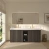 GALAN 72" Smoked Floating Bathroom Vanity with Double Sink & LED Mirror