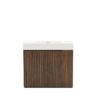GALAN 36 Inch Freestanding Winston Walnut Bathroom Vanity with Single Sink, White Engineered Stone Top, Soft-Closing Fluted Doors, Adjustable Shelf and Open Side Storage