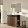 GALAN 36" Winston Walnut Bathroom Vanity with Black Countertop & Open Side Shelf