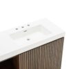 GALAN 72" Smoked Bathroom Vanity, Close-Up of White Integrated Sink & Fluted Smoked Wood Cabinet