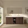 GALAN 72" Smoked Bathroom Vanity in Modern Bathroom, Front View with Central Open Shelf
