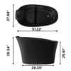 51-inch matte white freestanding bathtub dimensions diagram with measurements