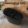 Matte white deep soak freestanding sitz bath tub with integrated headrest