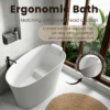 Matte white freestanding bathtub with ergonomic lumbar support and headrest