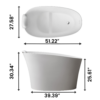 51-inch matte white freestanding bathtub dimensions diagram with measurements