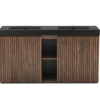 48 Inch Freestanding Walnut Bathroom Vanity with Black Engineered Stone Double Sink, Front View
