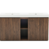 48 Inch Freestanding Walnut Bathroom Vanity with White Engineered Stone Single Sink, Front View