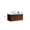 Etna 36" Striped Walnut Floating Bathroom Vanity Dimension Diagram, Full Size Specification 35.8"W x 18.3"D x 15.6"H