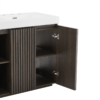 48 Inch Freestanding Walnut Bathroom Vanity, Open Cabinet Showing Soft-Closing Doors & Adjustable Interior Shelves