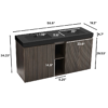 GALAN 60F" Smoked Oak Bathroom Vanity Dimension Diagram, Full Size Specification for 60 Inch Double Sink Freestanding Vanity